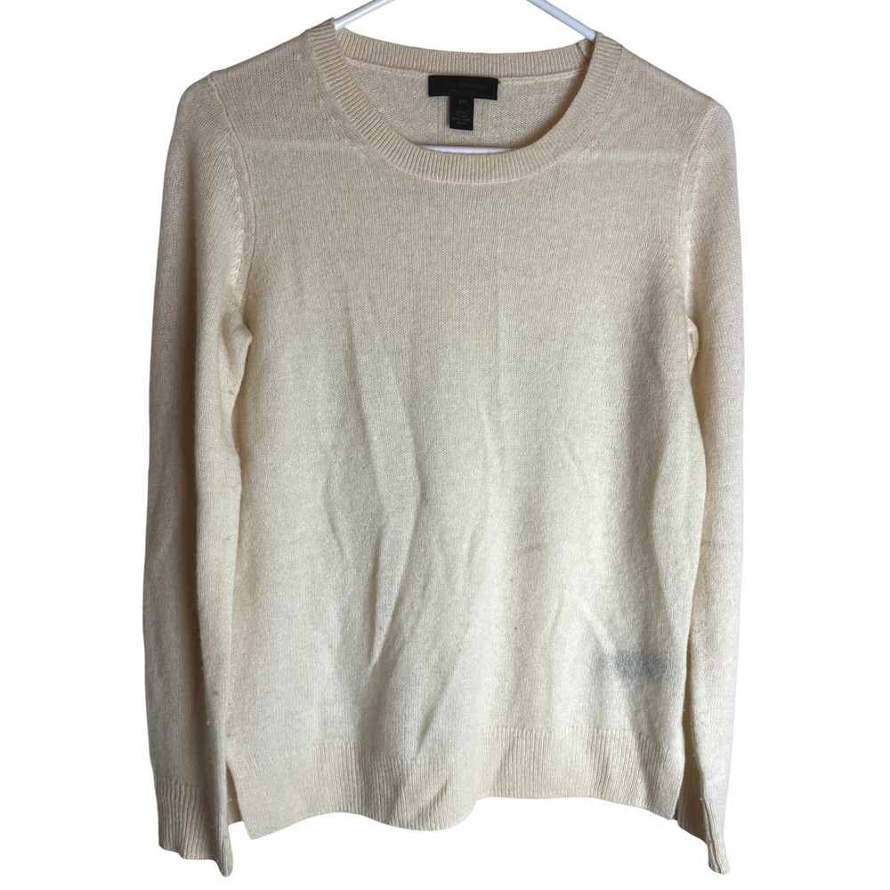 Saks Fifth Avenue Womens 100% Cashmere Crewneck Sweater Cream Ivory Small S/P